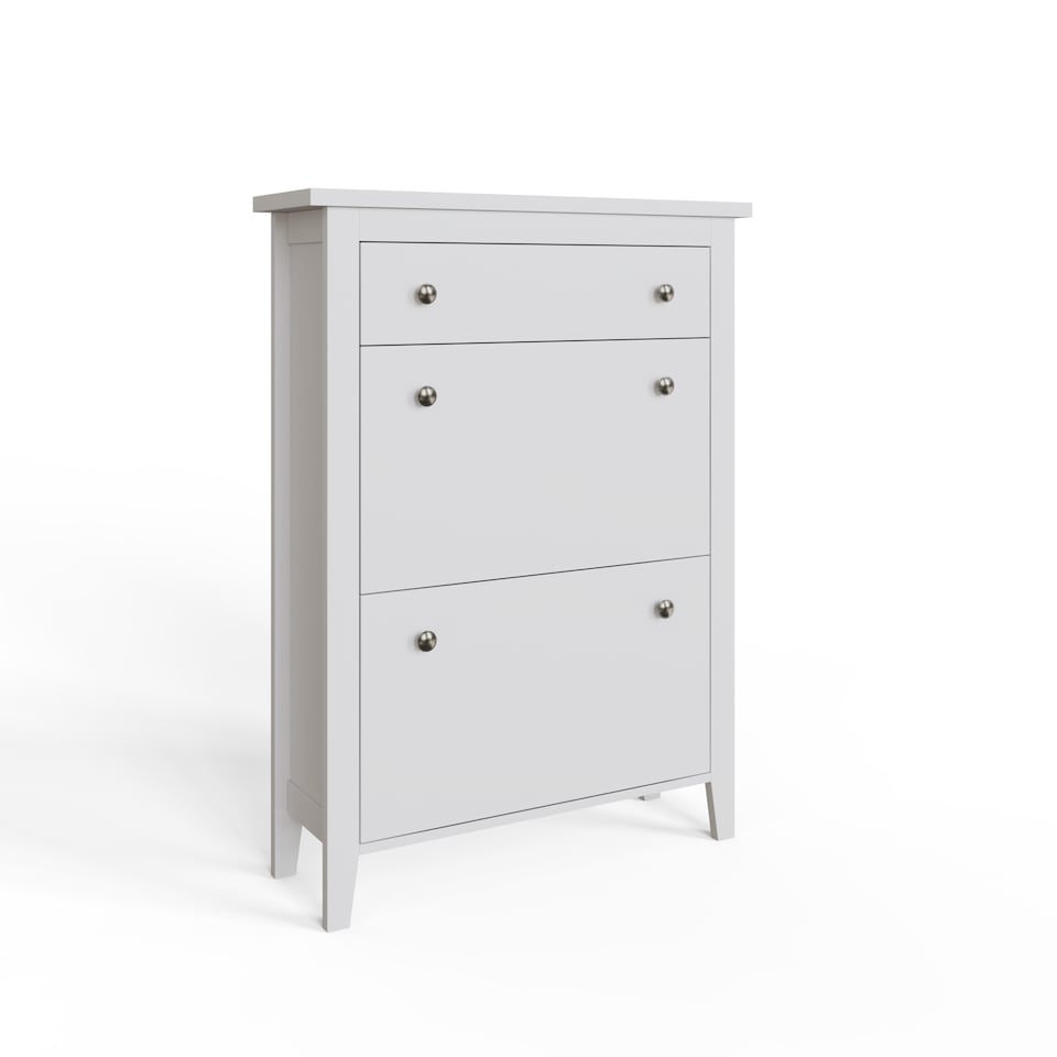 image 1 of Deluxe Two Tier Shoe Cabinet | White | White