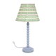 image 1 of ValueLights Bobbles Blue Bobbin Table Lamp Pink Aztec Pleat Shade | Blue