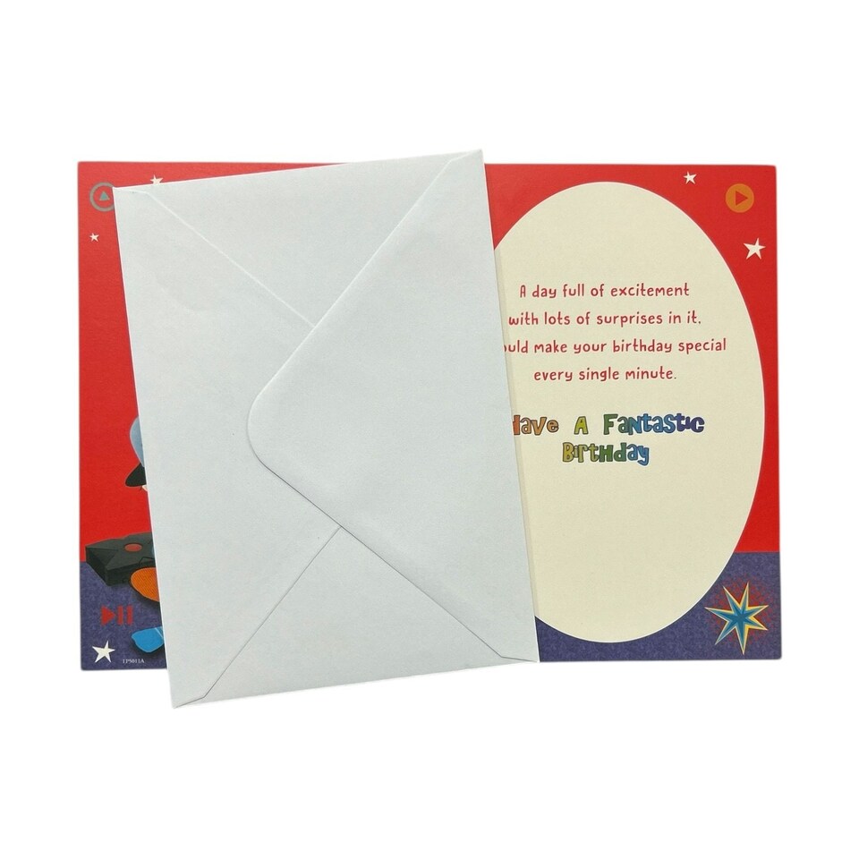 image 1 of To Son Juvenile Trendy Pops Boy Playing Game Design Birthday Card