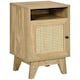 image 1 of HOMCOM Bedside Table Nightstand with Storage Shelf and Door Cupboard, Side End Table with  Rattan Element for Living Room, Bedroom, Natural