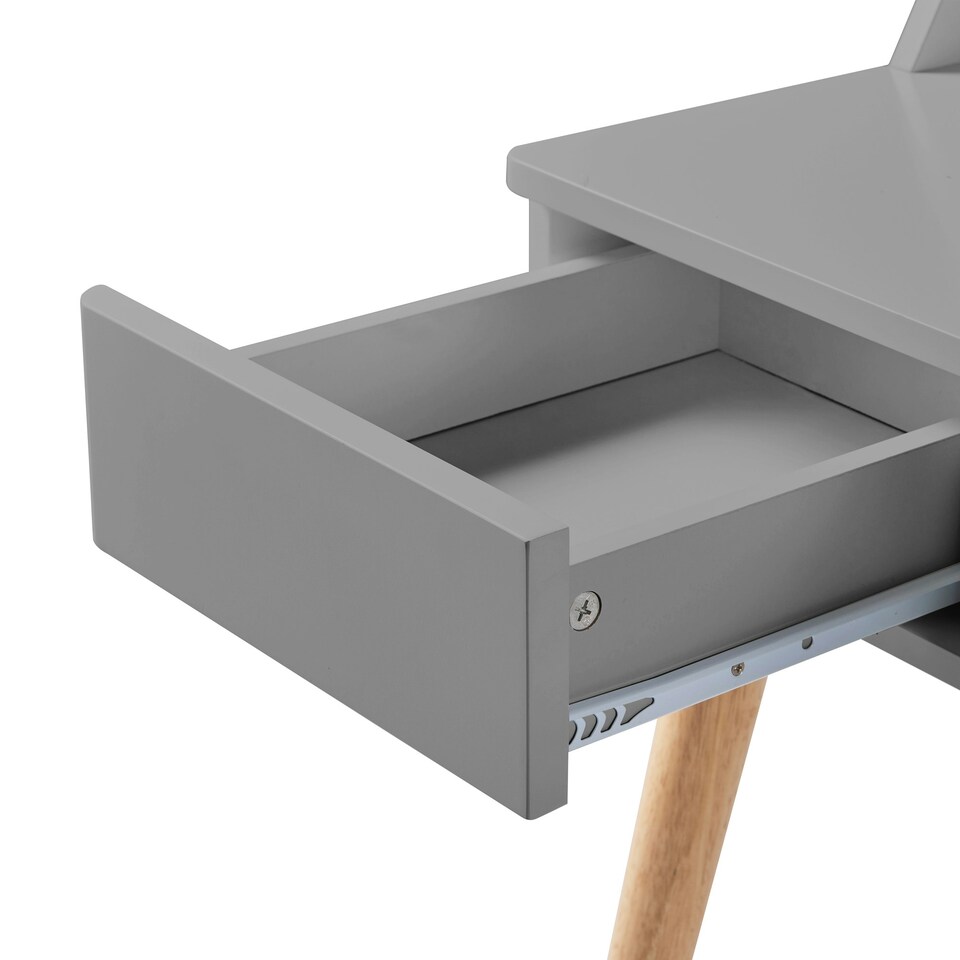 image 1 of Teamson Home Creativo 40in Modern Wooden Writing Desk with Storage, Grey/Natural