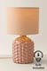 image 4 of ValueLights Asha Pair of Ceramic Tan Geometric Table Lamps Shades & Bulbs | Pink
