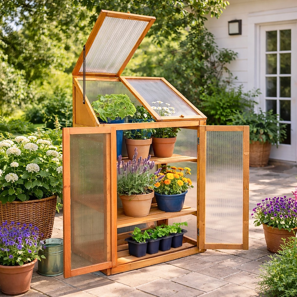 image 1 of Marco Paul Wooden Cold Frame Greenhouse