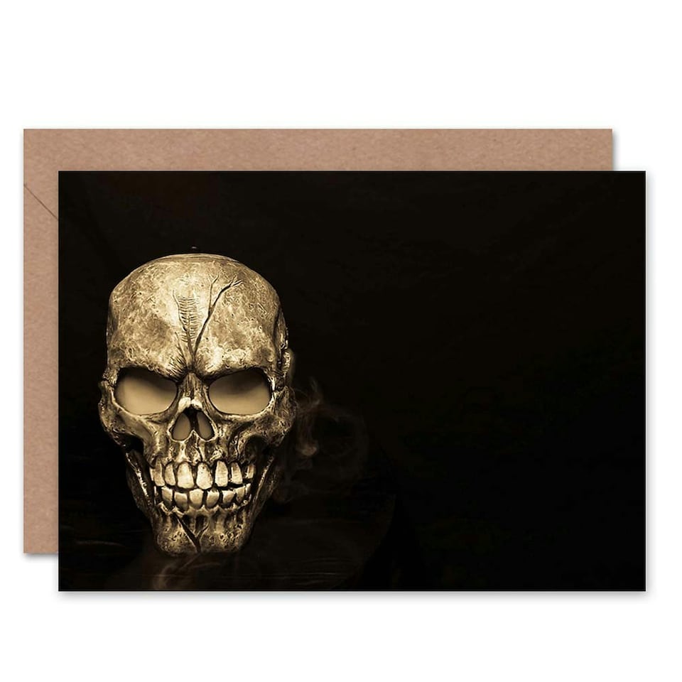image 1 of Creepy Gothic Smoky Skull Face Weird Art Card