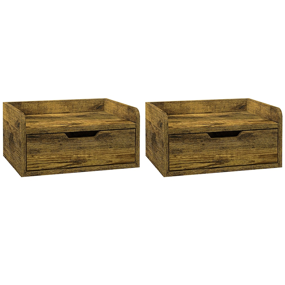 image 1 of HOMCOM Floating Nightstand Set of 2, Nightstand with Drawer