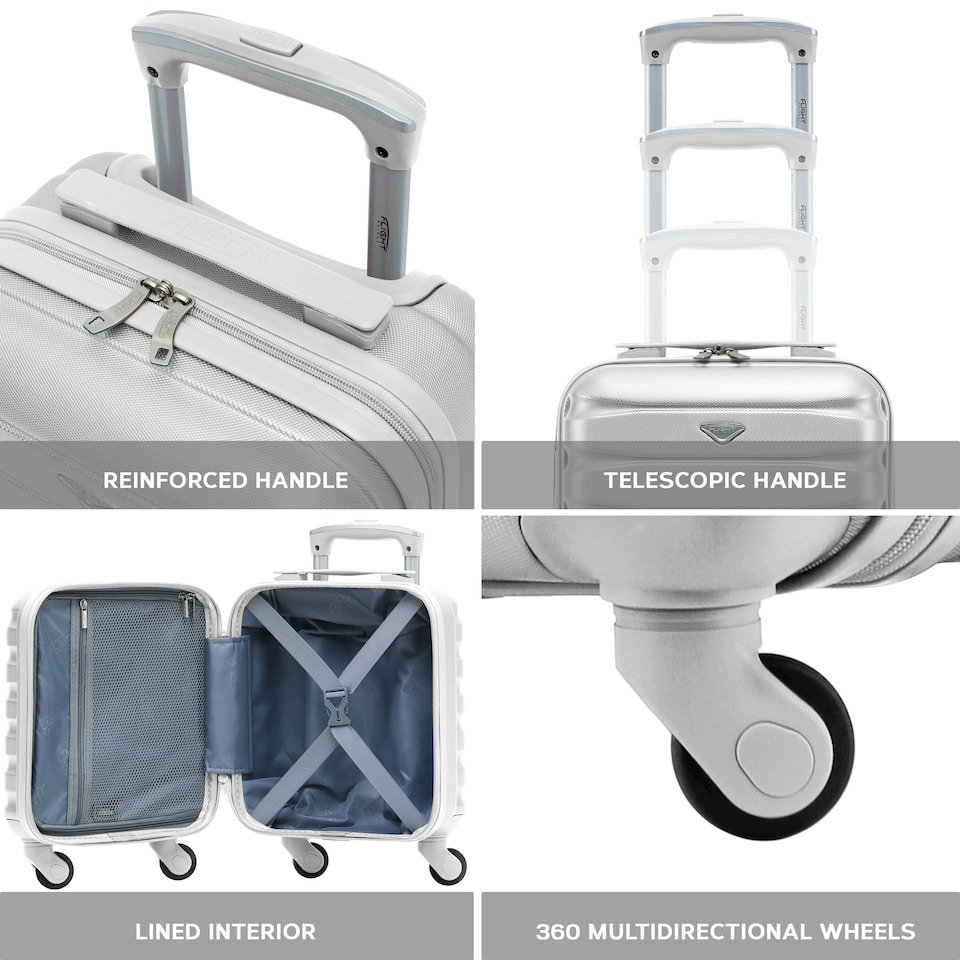 image 1 of 40x30x20cm Wizz Air & Vueling Maximum Size Free Cabin Carry On Lightweight 4 Wheel ABS Hard Case Suitcases Cabin Carry On Hand Luggage Silver | Silver | Cabin Bag