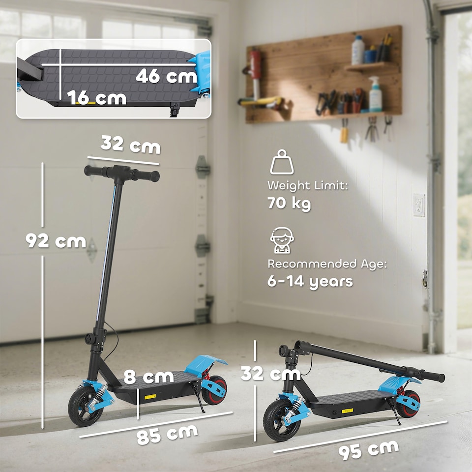 image 1 of AIYAPLAY Electric Scooter for Kids with LCD Display, Up to 15 KM/H, Blue | Blue | Blue and Black