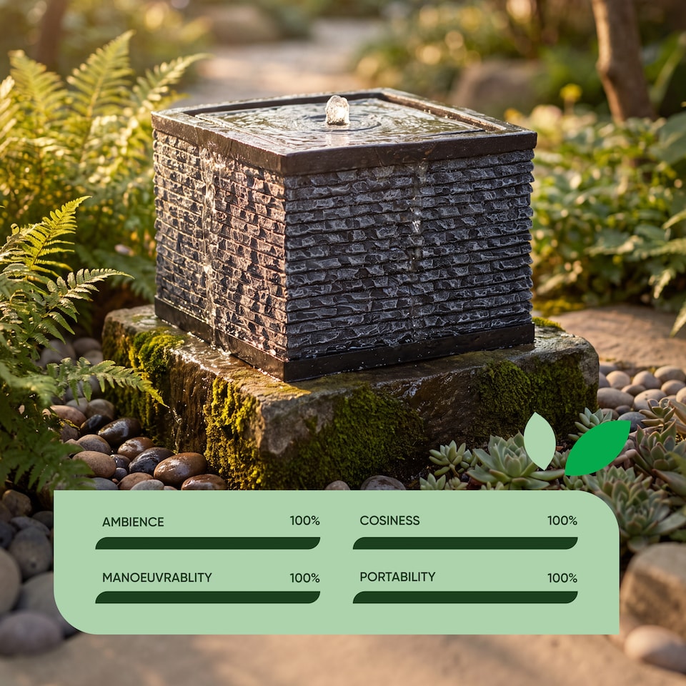 image 1 of Gardenwize Solar Powered Stacked Stone Solar Water Feature