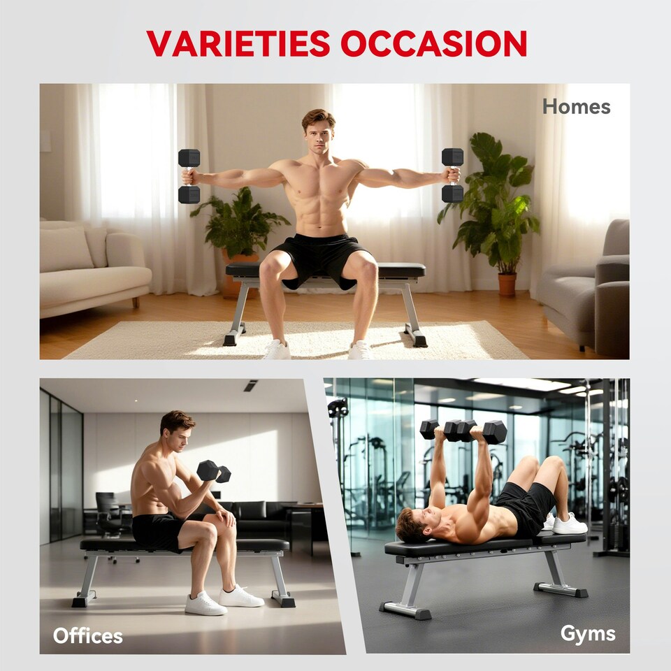 image 1 of HOMCOM 20KG Single Rubber Hex Dumbbell Portable Hand Weights Dumbbell Home Gym