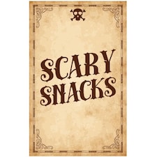 Scary Snacks Skull Halloween PVC Party Sign Decoration 25cm x 41cm