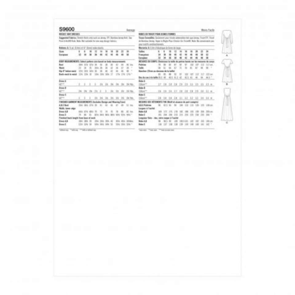 image 1 of Simplicity 9600 Paper Sewing Pattern – Women’s Dress, Size H5 (6–8–10–12–14), Intermediate