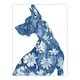 image 3 of Dog Lover Blue Great Dane with Floral Pattern Black Framed Wall Art Print A4