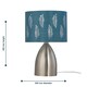 image 6 of First Choice Lighting Valentina Brushed Chrome Touch Lamp with Teal Fern Shade Silver | Green