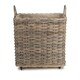 image 2 of Large Wheeled Rattan Hessian Lined Log Basket