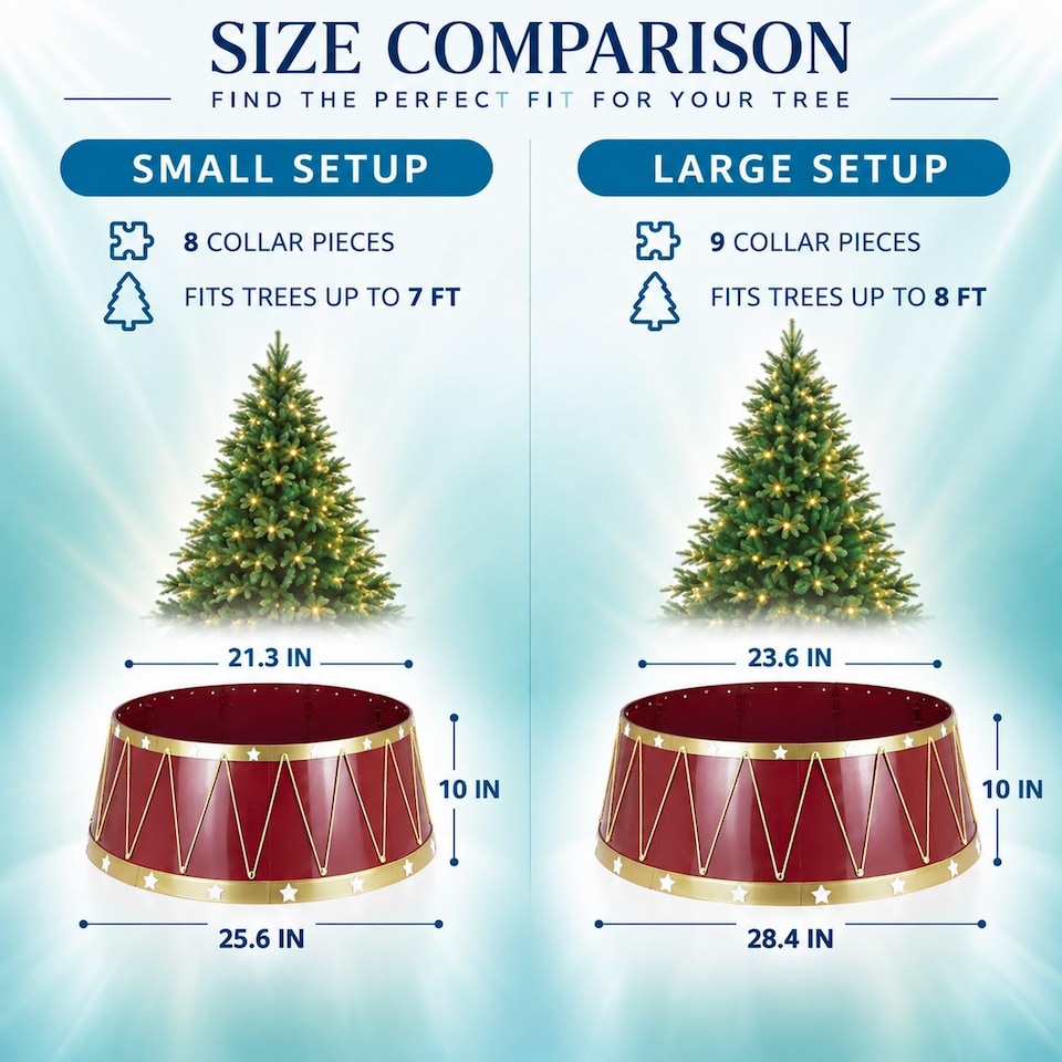 image 1 of 25.6 to 28.4 Inch Drum Christmas Tree Collar Foldable Base Cover for a Neat Festive Finish