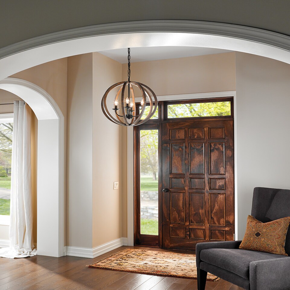 image 1 of Allier 4 Light Spherical Cage Ceiling Pendant Dark Wood, Antique iron, E14