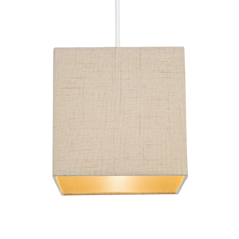 image 1 of Contemporary and Sleek Taupe Linen Fabric Small Square Lamp Shade 40w Maximum | Cream | 6"