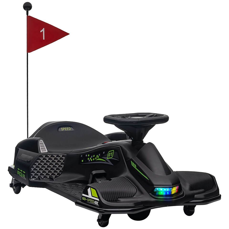 image 1 of HOMCOM 12V Electric Go Kart for Kids with Music, LED Lights, Black