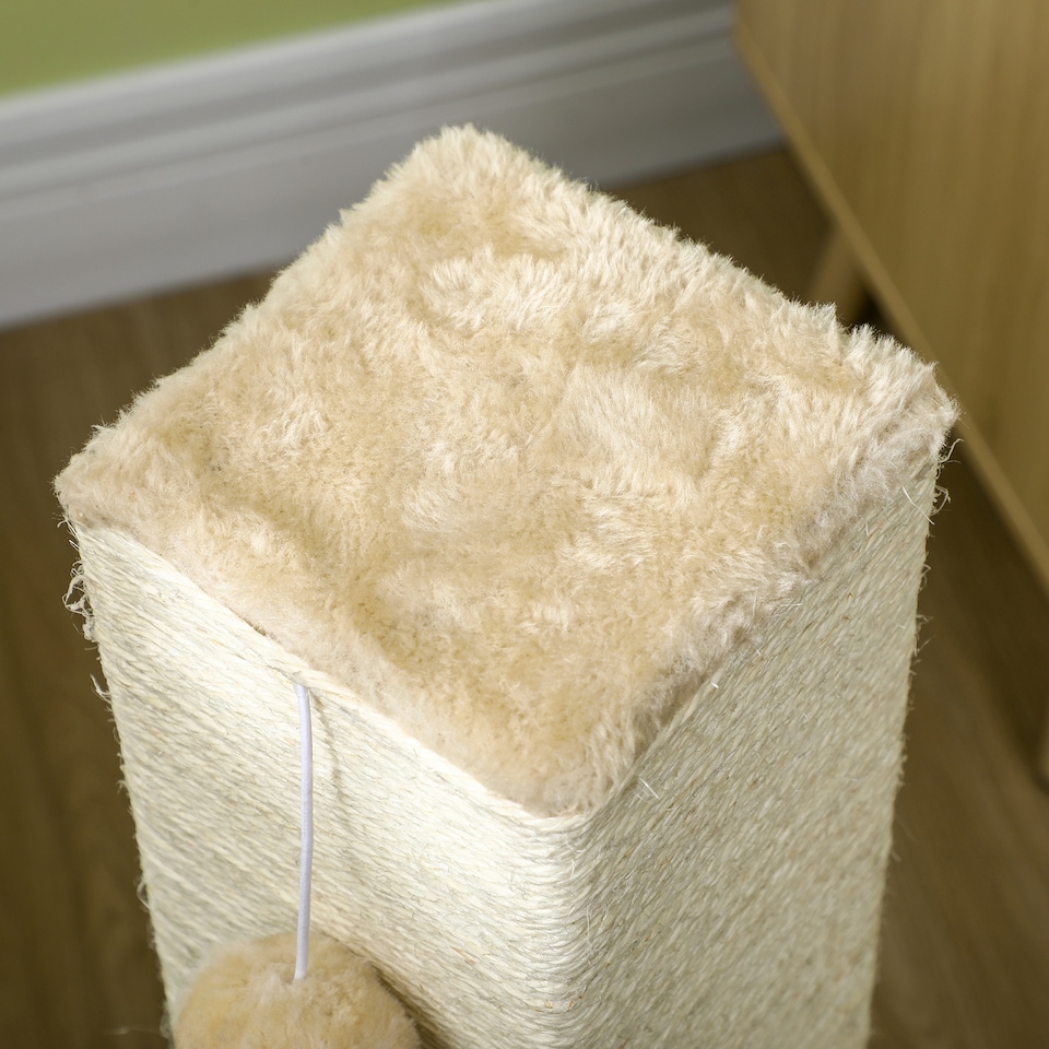 image 1 of PawHut 79cm Jute Scratcher Climber with Toy, Self Grooming Brush