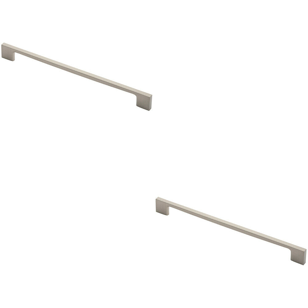 Loops 2x Slim D Shape Pull Handle 290 x 9mm 256mm Fixing Centres Satin Nickel in Metallics