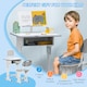 image 3 of HOMCOM Kids Desk and Chair Set Adjustable Height Study Table Set w Drawer | Grey