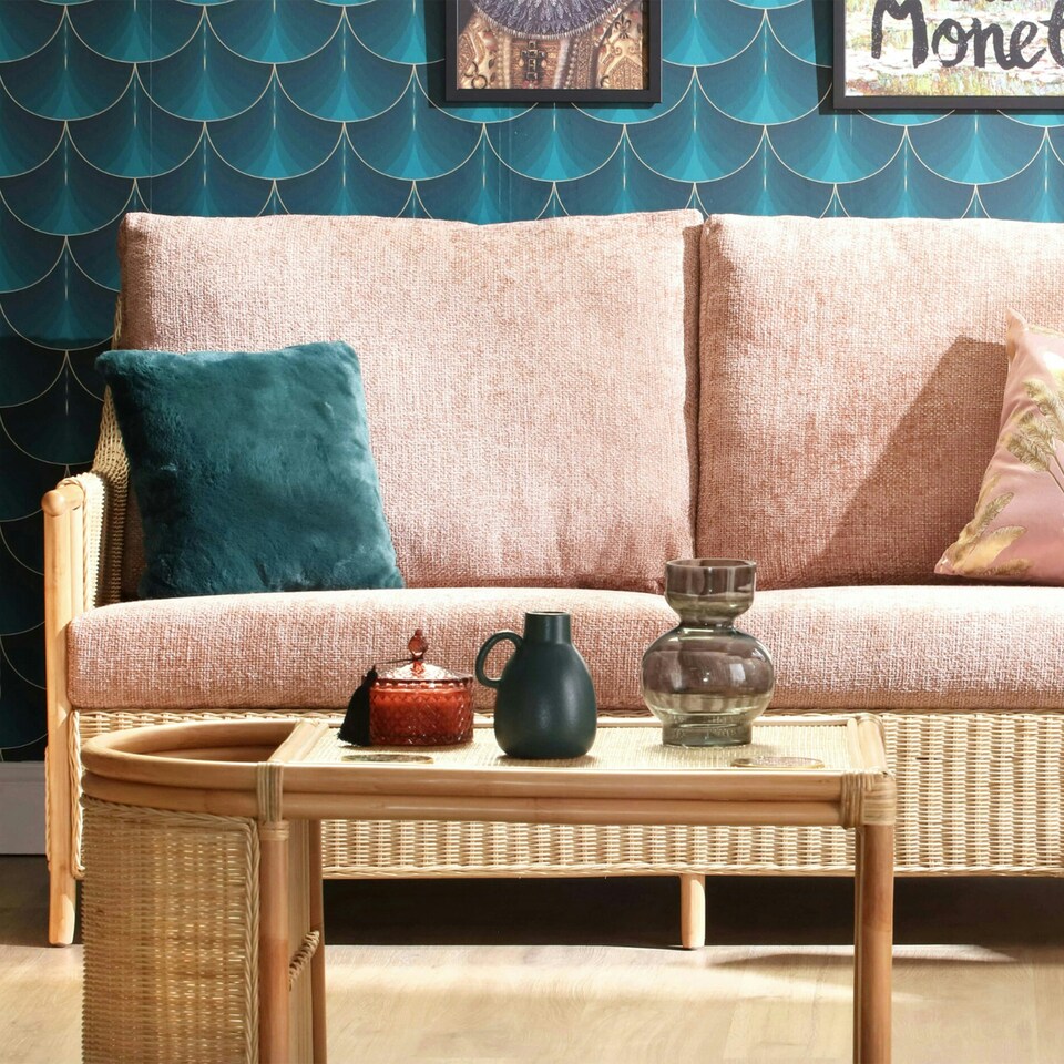 image 1 of Desser Eden Natural 3 Seater Rattan Sofa Set in Jubilee Blush - Conservatory Sofa Suite