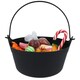 image 3 of Halloween Black Plastic Cauldrons 24cm - Pack of 2