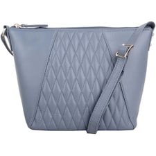 Genuine Leather Diamond Effect Design Cross Body / Shoulder Bag Blue | Blue