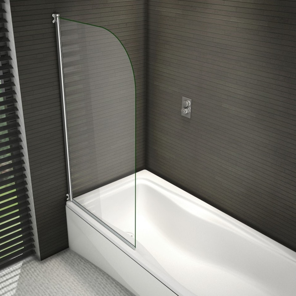 image 1 of 800x1400mm 180 Pivot Shower Bath Screen Tempered Glass Door Panel Chrome
