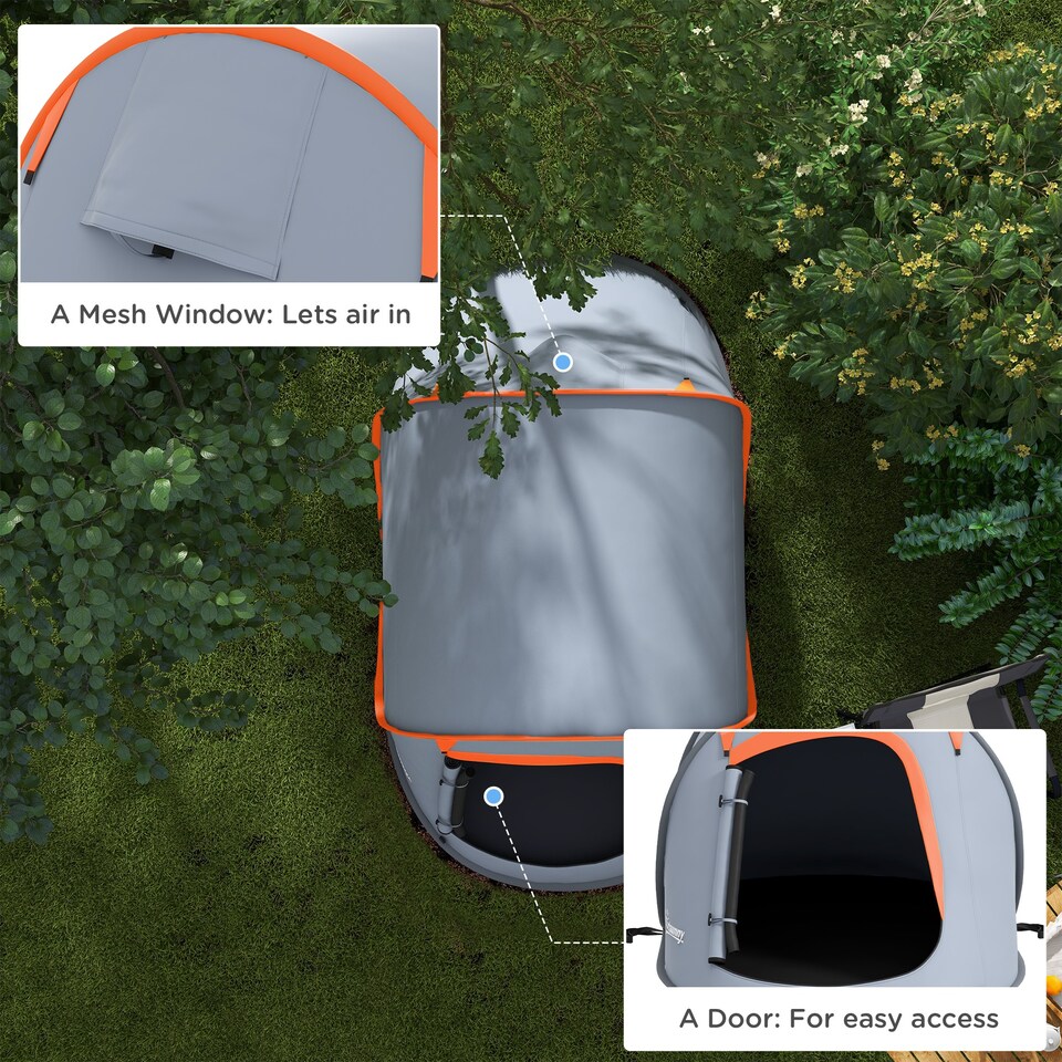 image 1 of Outsunny Pop up Camping Tent for 2 Man, 2000mm Waterproof with Carry Bag, Grey | Orange | Grey and Orange
