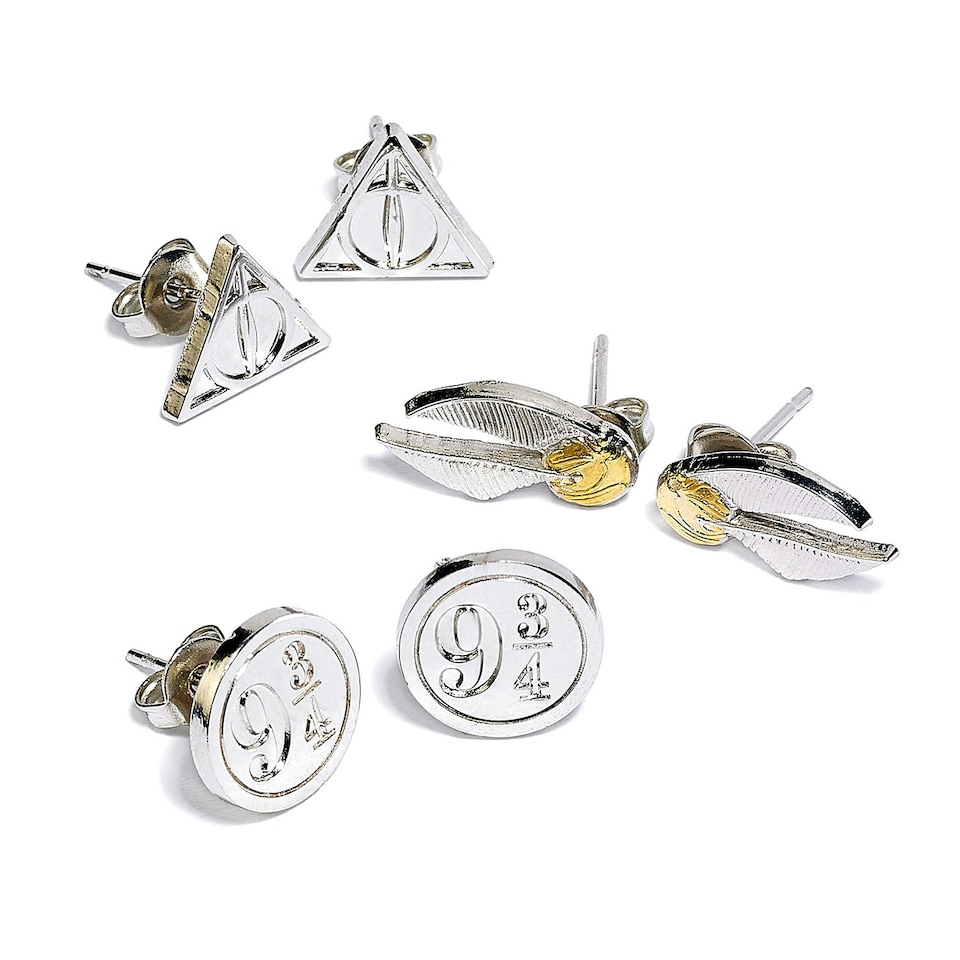 image 1 of Harry Potter Stud Earring Set Snitch/ Deathly Hallows/ Platform 9 3/4- WE0104
