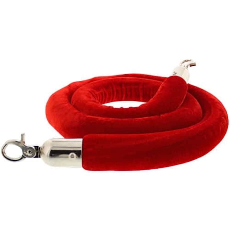 Red Velvet Rope with Chrome Hooks