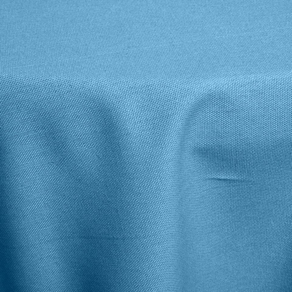 image 1 of Homescapes Airforce Blue Cotton Round Tablecloth - 178 cm Blue