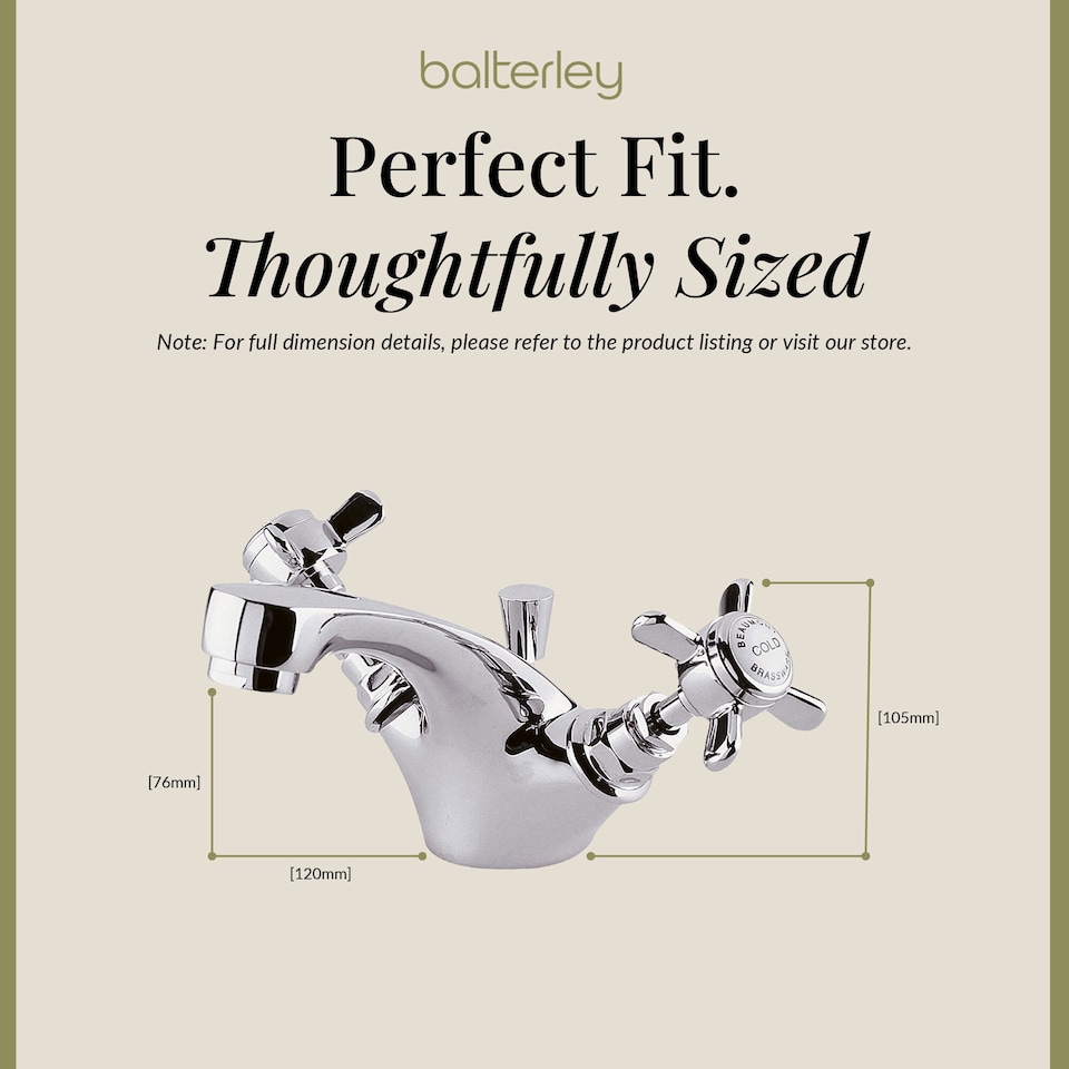 image 1 of Balterley Kingsley Traditional Crosshead Mono Basin Tap & Pop Up Waste