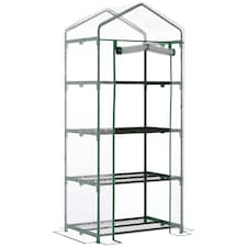 Outsunny Portable 4-Tier Mini Greenhouse Plant Grow House Shed w/ Clear Cover