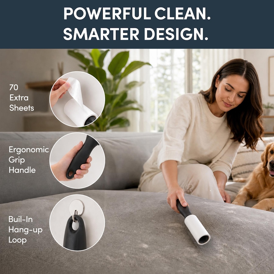 image 1 of Keplin Lint Roller with Sticky Replacement Heads for Pet Hair Fluff and Dust