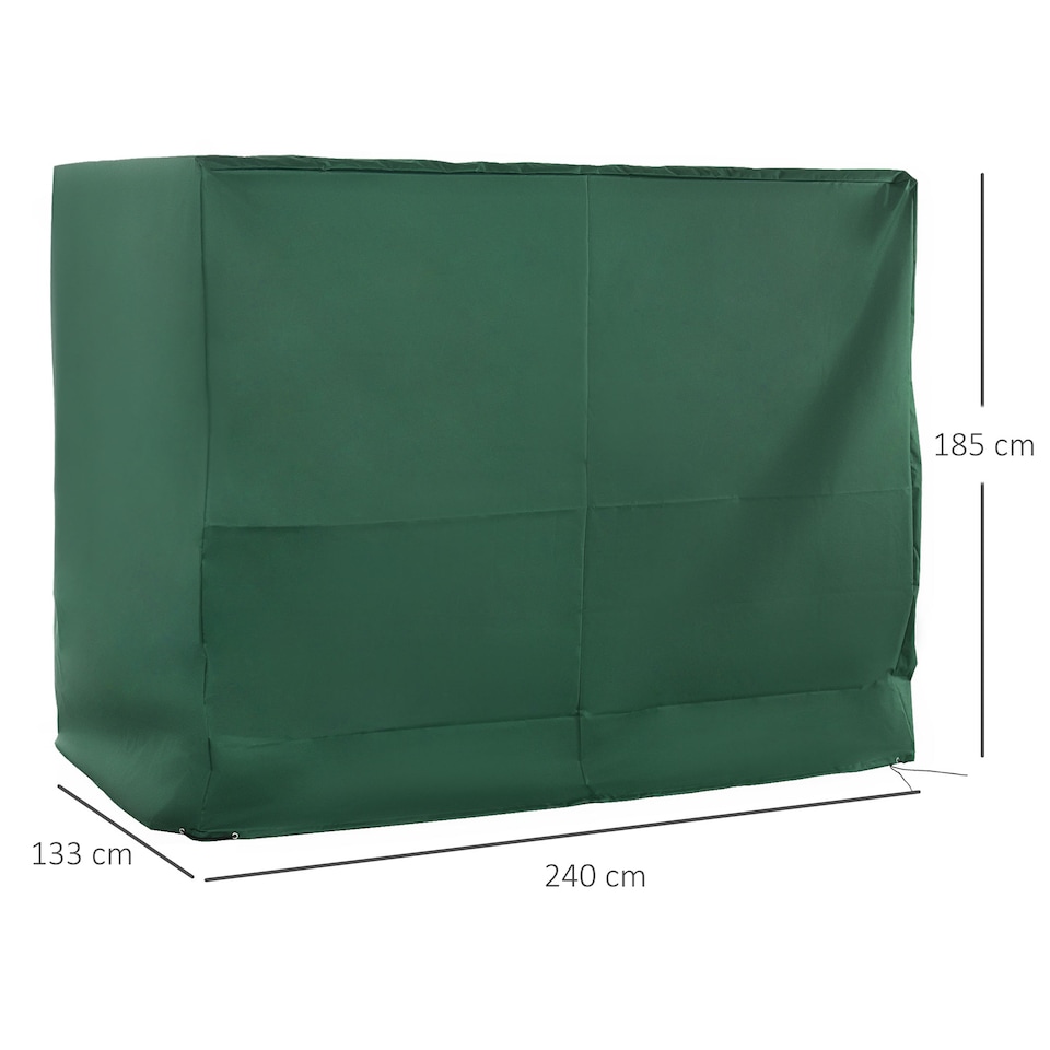 image 1 of Outsunny Large Outdoor Swing Chair Cover Garden Furniture Protector | Green | Green | 240cm x 133cm x 185cm