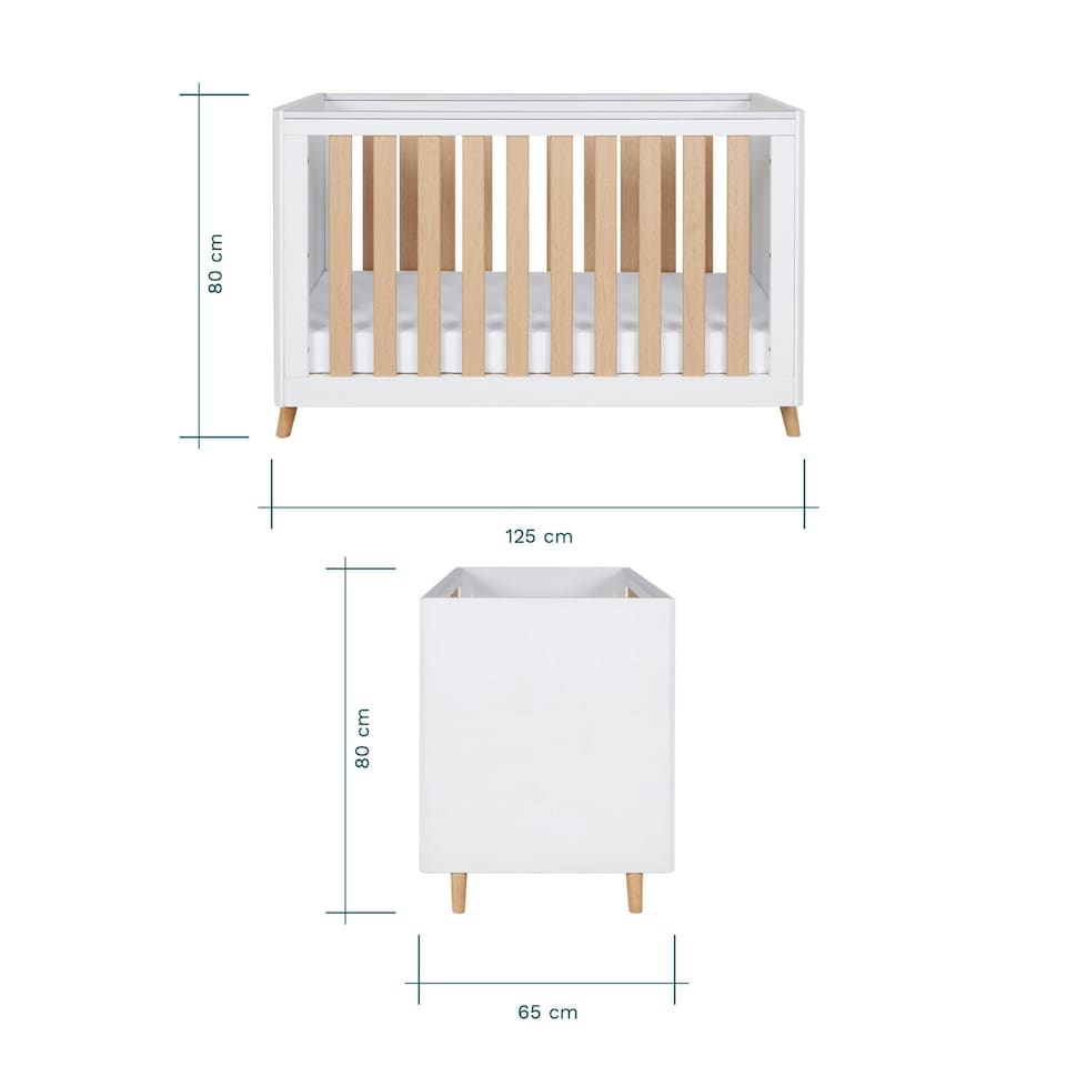 image 1 of Tutti Bambini Fika Mini Cot Bed - White/Light Oak