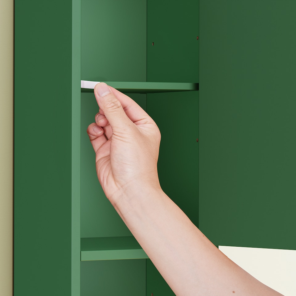 image 1 of SoBuy Tall Bathroom Storage Cabinet with Adjustable Shelves and Drawer, Dark Green, 7.9x7.9x70.9 in, 13.4 kg - BZR34-II-SY