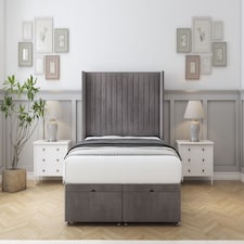 Sloomy Marlborough Slate Naples Ottoman Bed With Mattress With 54" Wingback Headboard 4' Small Double
