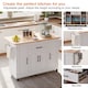 image 5 of VILUXE Mobile Kitchen Island with Foldable Worktop, Hidden Cutlery Drawer, Large Drawer, Adjustable Shelves, Door Racks, Towel Rack, Spice Rack and 5 Wheels, White and Natural Wood