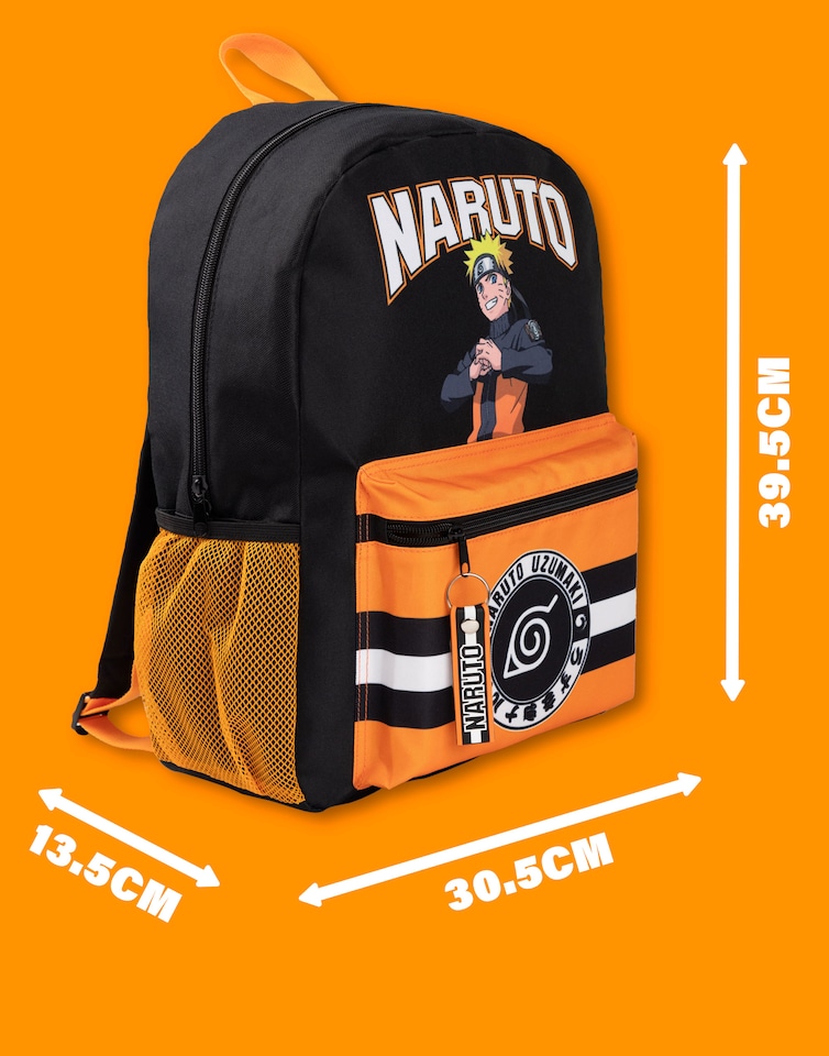 image 1 of Naruto Shippuden Boys Backpack | Black & Orange Rucksack with Adjustable Straps | Uzumaki Hokage Practical & Organised Luggage Sports School Bag For Kids | Anime Series Merchandise Gift | Black | Black