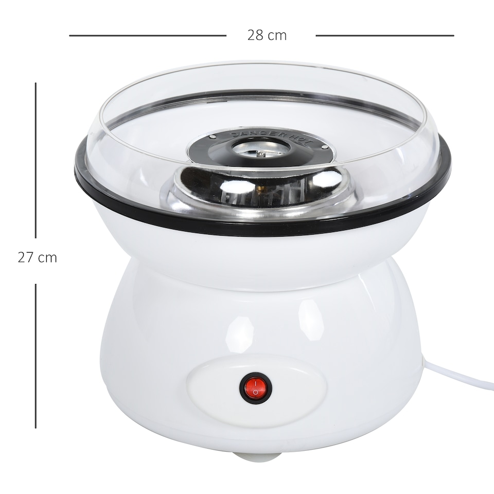 image 1 of HOMCOM 450W Candy Floss Machine, Professional Automatic Cotton Candy Sweet Machine with Candyfloss Sticks, Spoon, Splash Guard, Non-Slip Base for Birthday Christmas Wedding Party, Funfair Style, White