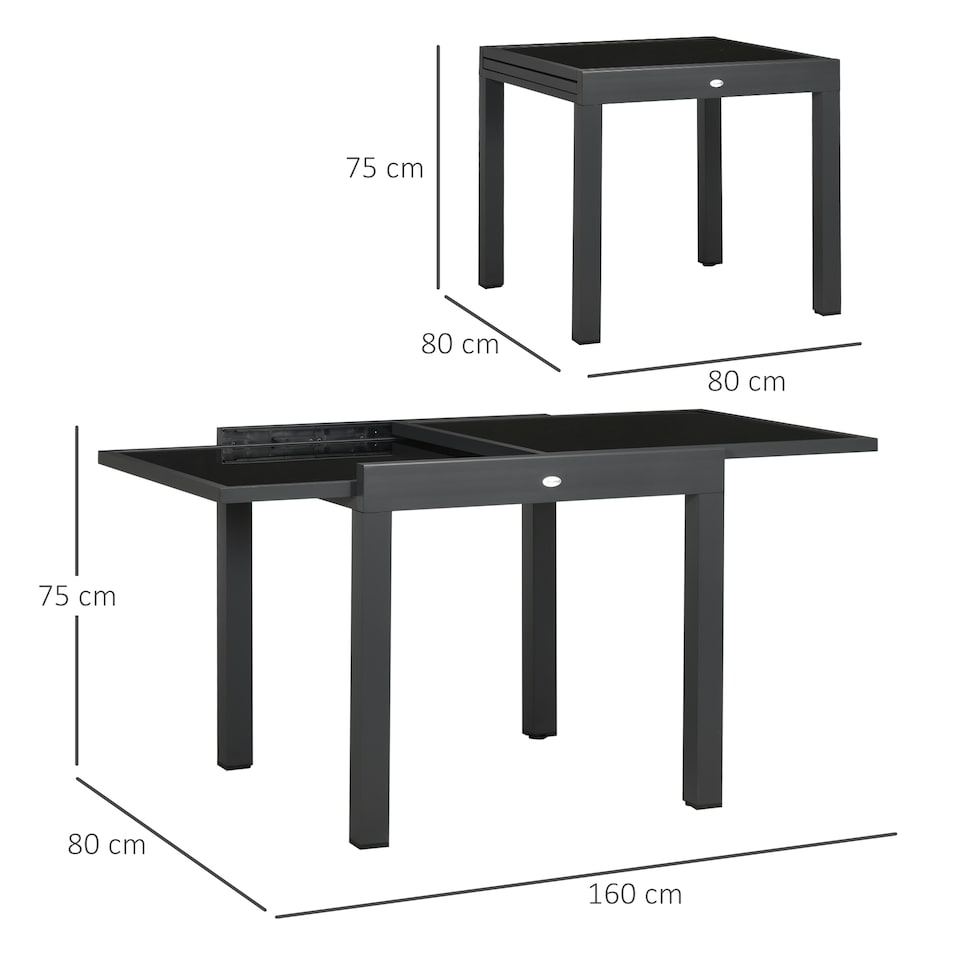 image 1 of Outsunny Extendable Garden Outdoor Aluminium Dining Table Patio Table, Black