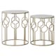 image 1 of Set of 2 Circle Design Champagne Tables,Modern Round Stackable Sofa Side Tables,Mirrored Top End Tables Gold