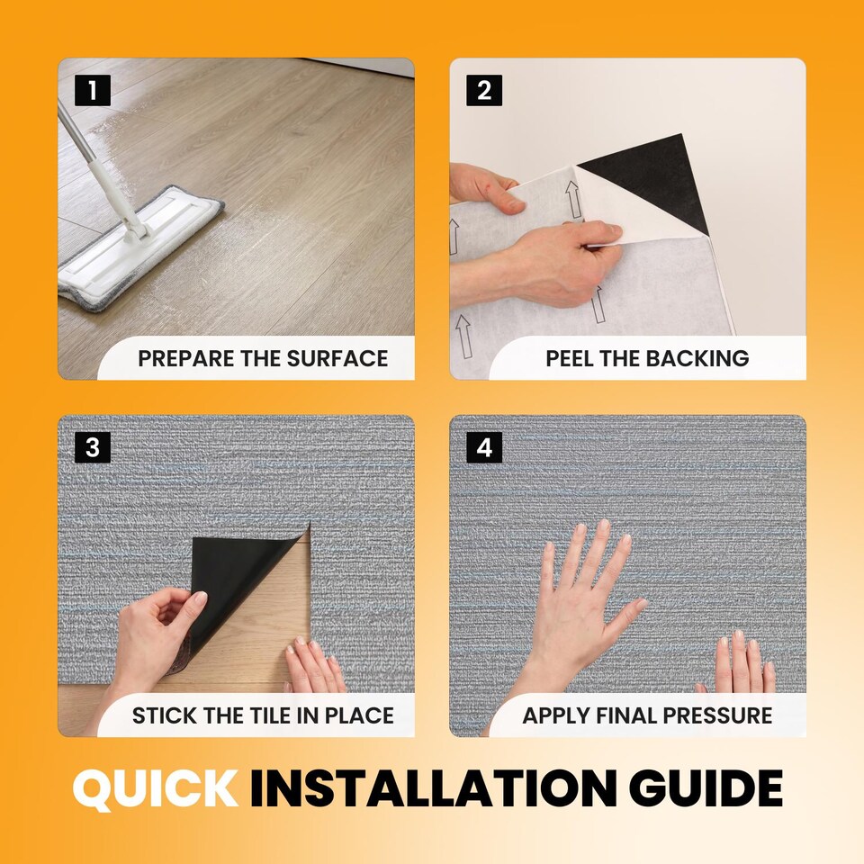 image 1 of NOVECRAFTO Self Adhesive Vinyl Floor Tiles 45x45cm Carpet Effect Peel and Stick