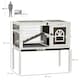 image 4 of PawHut Rabbit Hutch, Elevated Guinea Pig Cage w/ Openable Roof & Tray, Brown