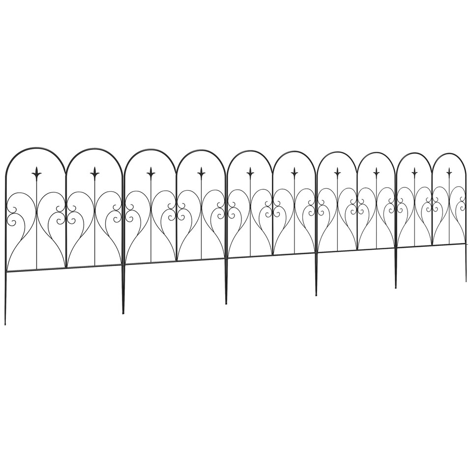 image 1 of Outsunny 5PCs Decorative Garden Fencing 32in x 10ft Metal Border Edging