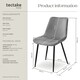 image 6 of Dining Chair Monroe - padded, velvet look, ergonomic seat, black steel legs | Grey | grey | 2