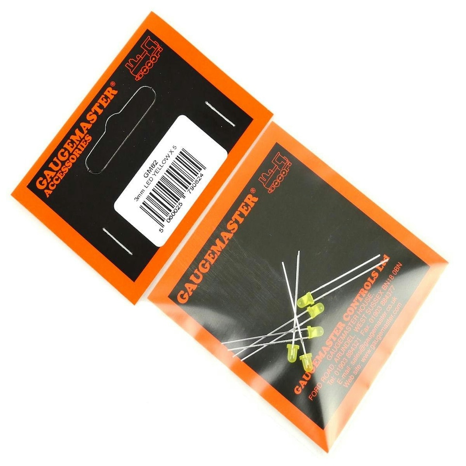 image 1 of Gaugemaster Electric Yellow 3mm 12v LEDs (5) - Use GM76 Resistors